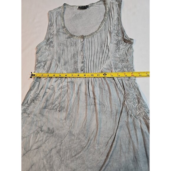 Pol Womens Gray mineral wash tunic sleeveless floral embroidery Size S - Picture 13 of 15